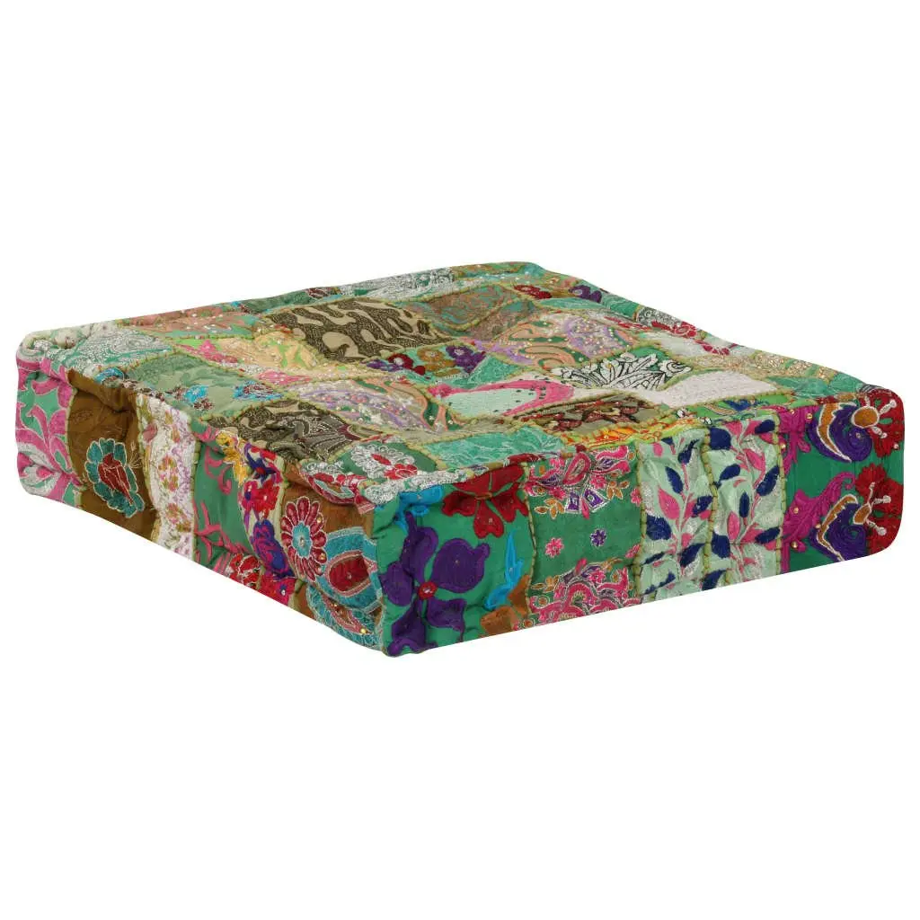 Patchwork Pouffe Square Handmade Foot Rest Stool Ottoman 50x50cm Multicolour