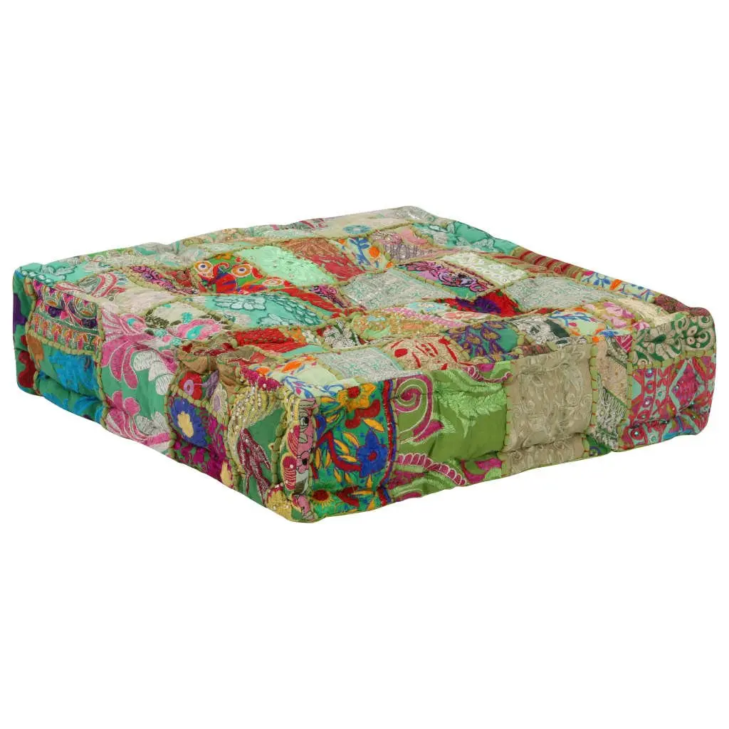 Patchwork Pouffe Square Handmade Foot Rest Stool Ottoman 50x50cm Multicolour