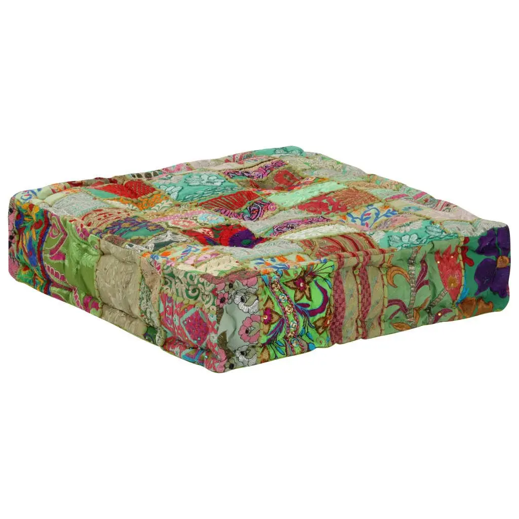 Patchwork Pouffe Square Handmade Foot Rest Stool Ottoman 50x50cm Multicolour