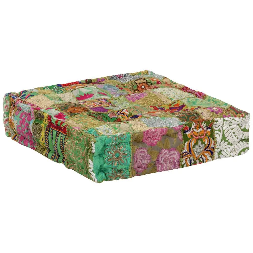 Patchwork Pouffe Square Handmade Foot Rest Stool Ottoman 50x50cm Multicolour