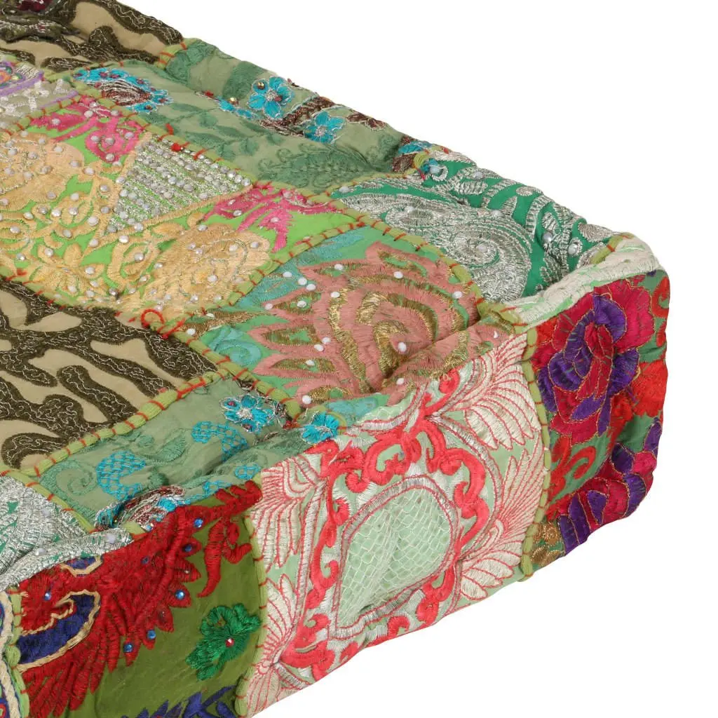 Patchwork Pouffe Square Handmade Foot Rest Stool Ottoman 50x50cm Multicolour