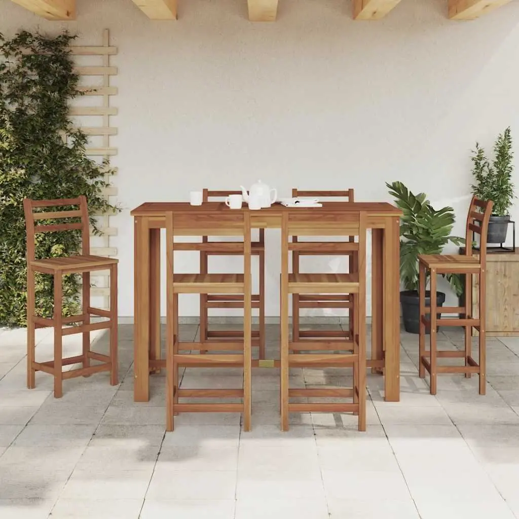 Bar Table Solid Wood Brown High Top Counter Acacia Wood 150x70x105 cm