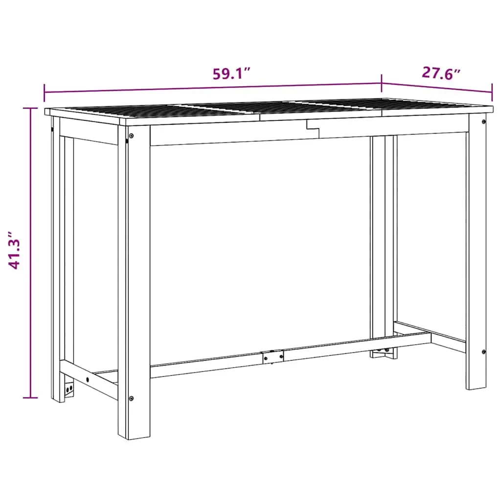 Bar Table Solid Wood Brown High Top Counter Acacia Wood 150x70x105 cm