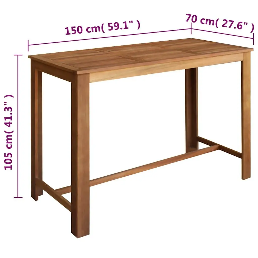 Bar Table and Stool Set Rustic 7 Pieces Solid Acacia Wood
