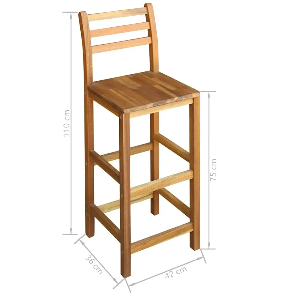 Bar Table and Chair Set Rustic Brown 7 Piece Solid Acacia Hardwood Dining Furniture