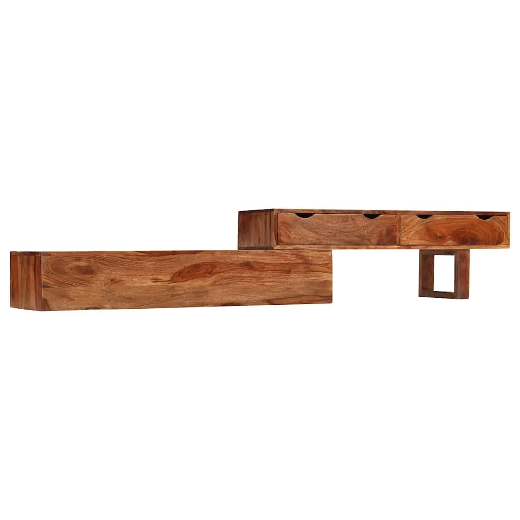 TV Cabinet Solid Wood Acacia Brown 200x30x35cm 2 Drawers