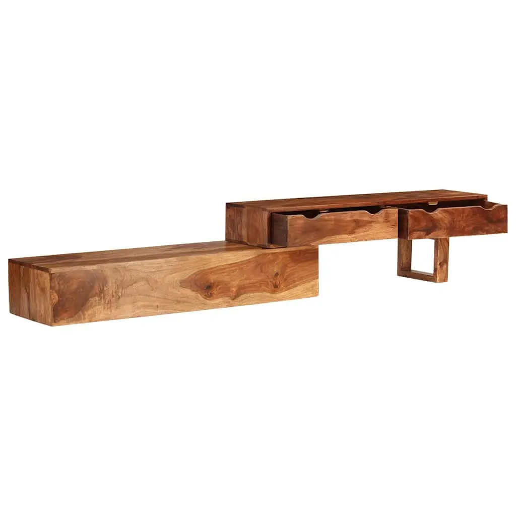 TV Cabinet Solid Wood Acacia Brown 200x30x35cm 2 Drawers