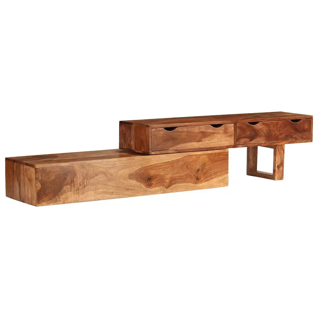 TV Cabinet Solid Wood Acacia Brown 200x30x35cm 2 Drawers