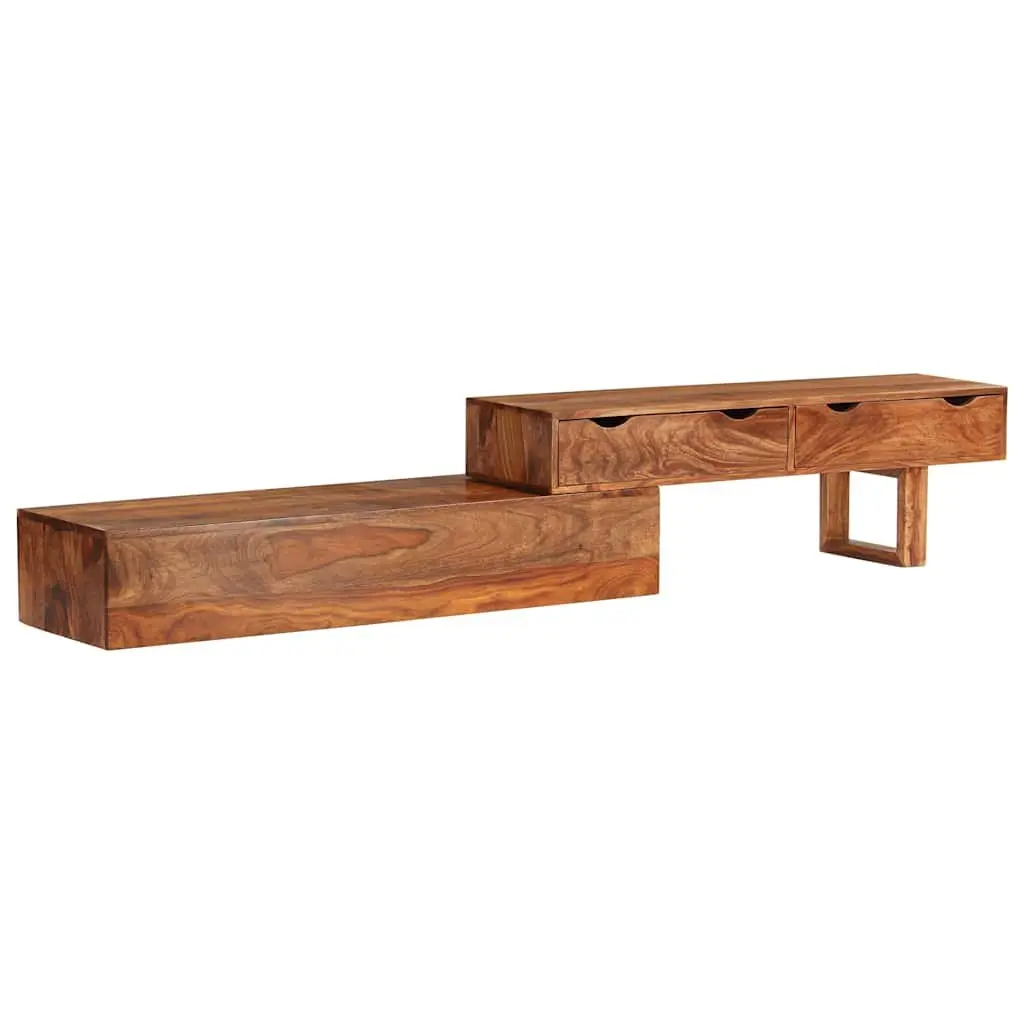 TV Cabinet Solid Wood Acacia Brown 200x30x35cm 2 Drawers