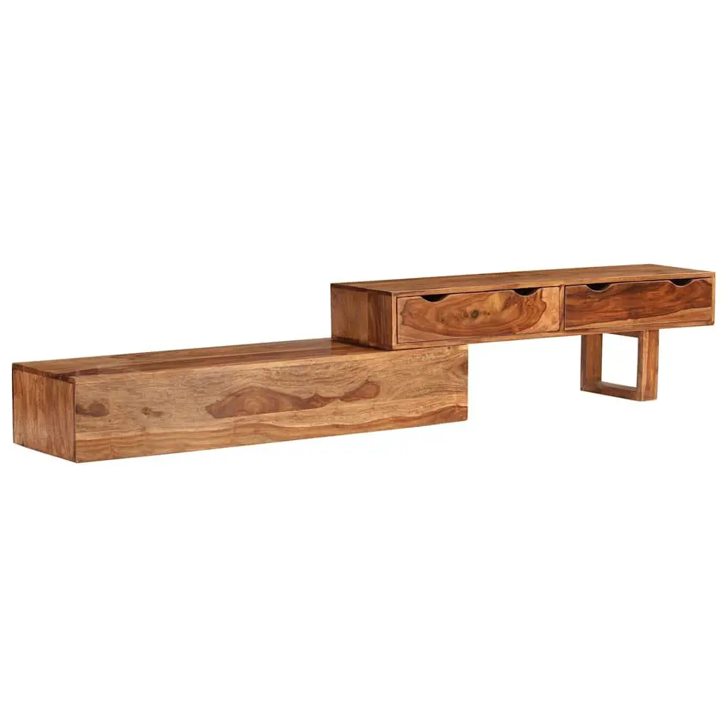 TV Cabinet Solid Wood Acacia Brown 200x30x35cm 2 Drawers