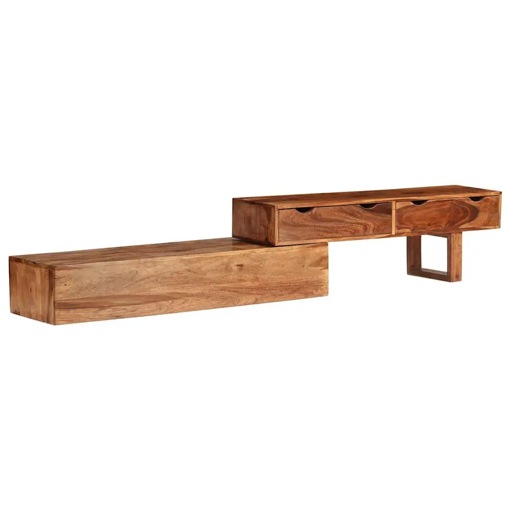 TV Cabinet Solid Wood Acacia Brown 200x30x35cm 2 Drawers