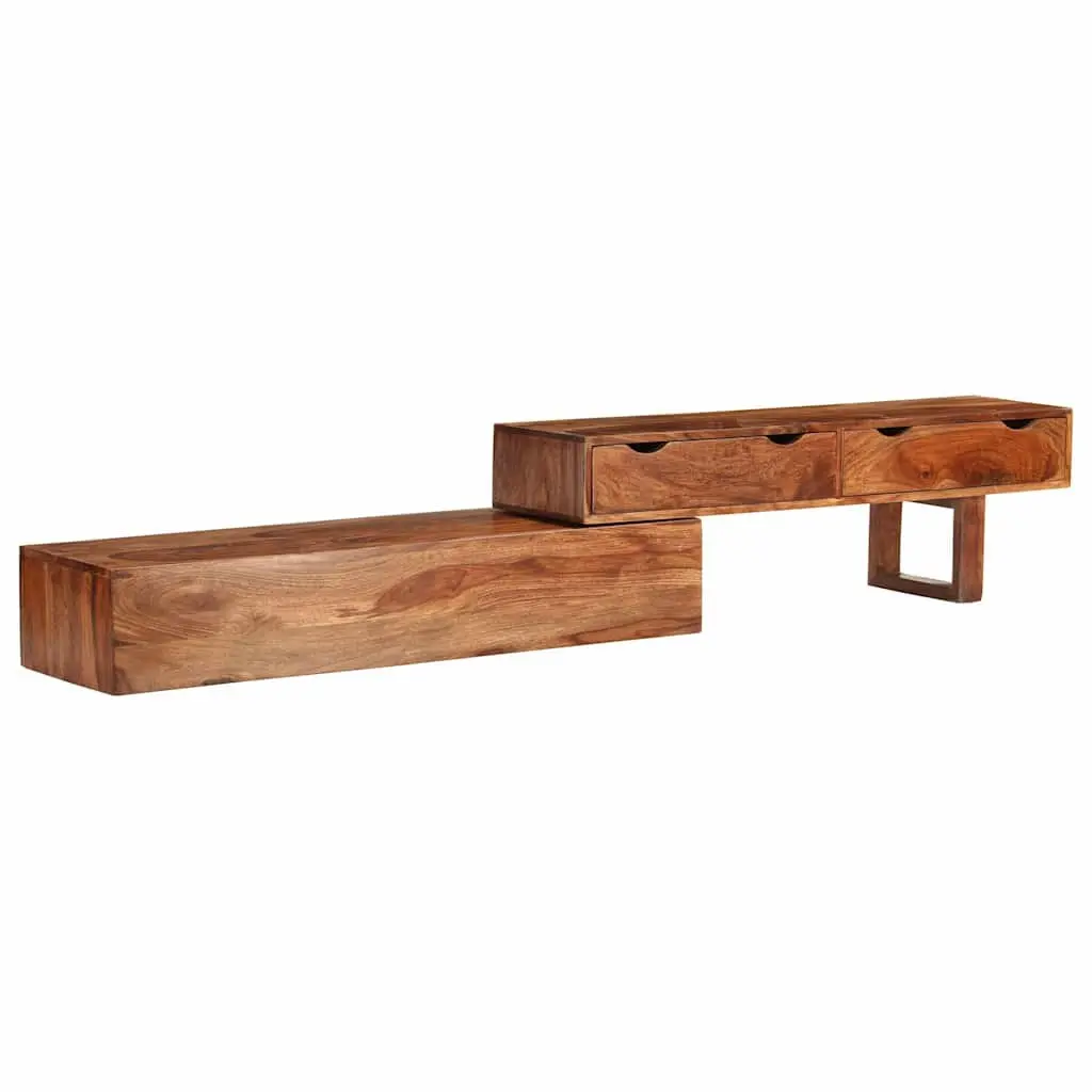 TV Cabinet Solid Wood Acacia Brown 200x30x35cm 2 Drawers