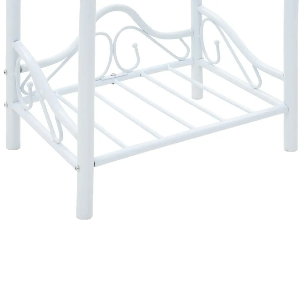 White Steel and Glass Nightstand Set of 2