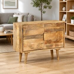 Vintage Solid Mango Wood Sideboard for Charming Storage