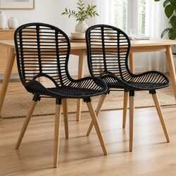 Comfortable Rattan Dining Chairs Set of 2 for Living Spaces