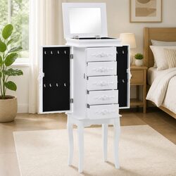 Elegant White Jewelry Cabinet for Organized Storage