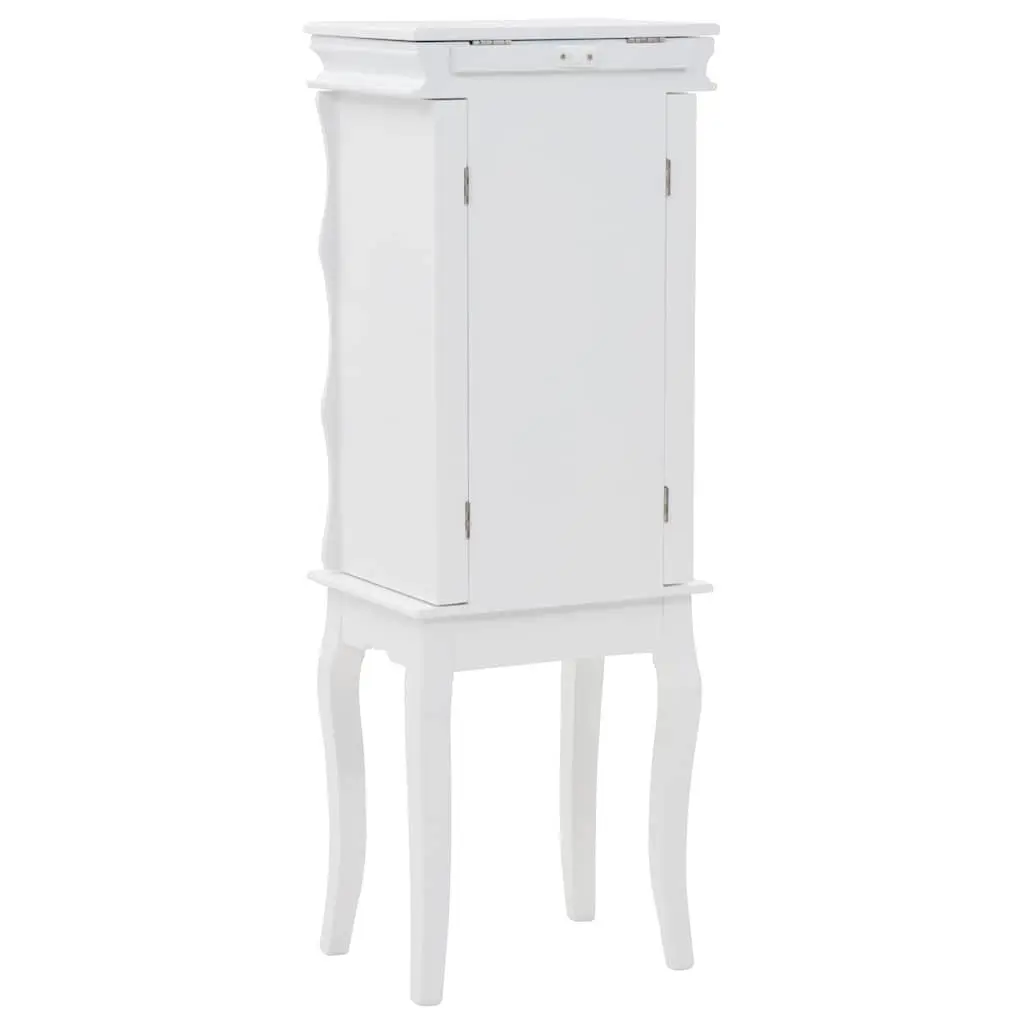 Jewelry Cabinet White Free Standing Organizer MDF with Pine Wood Legs
