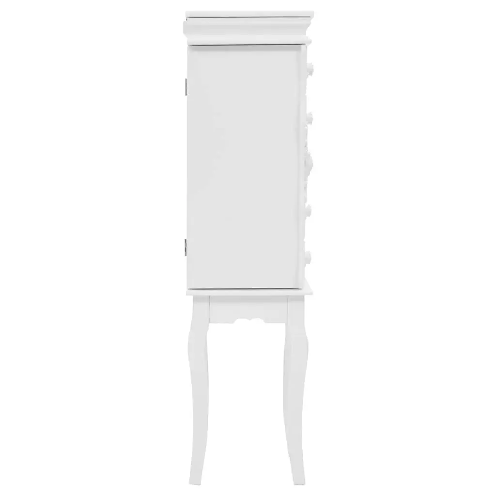 Jewelry Cabinet White Free Standing Organizer MDF with Pine Wood Legs