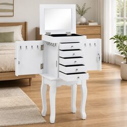 Elegant White Jewelry Cabinet for Organized Storage