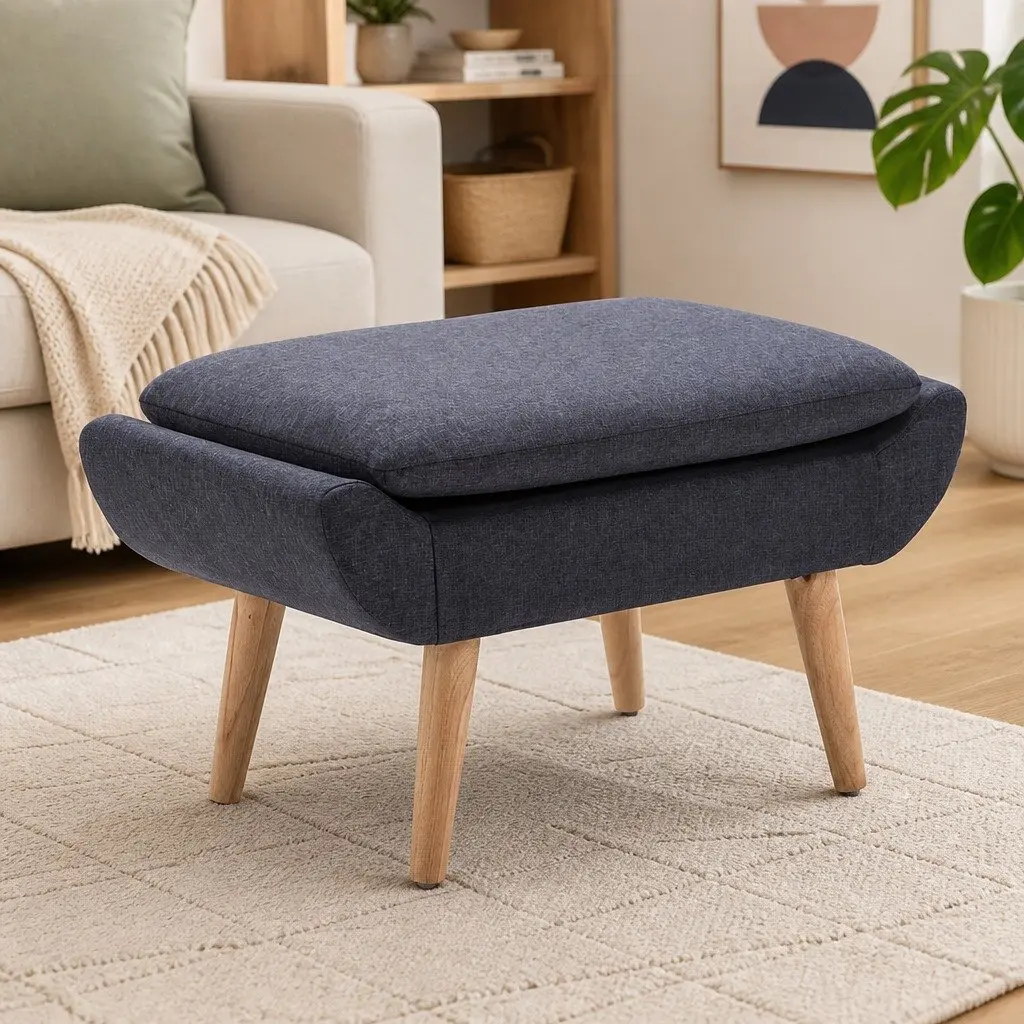 Grey Fabric Upholstered Footstool