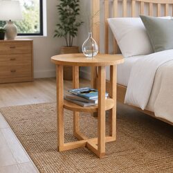 Charming Solid Oak Wood Side Table 40x50 cm