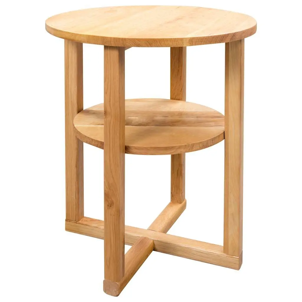 Solid Oak Wood Side Table 40x50 cm Bedside Accent End Table Shelf Brown