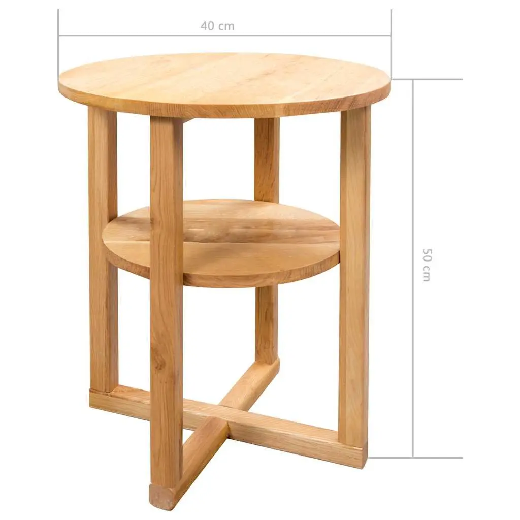 Solid Oak Wood Side Table 40x50 cm Bedside Accent End Table Shelf Brown