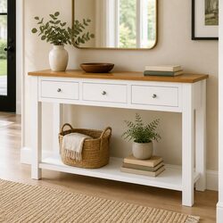 Two-Tone Console Table with Solid Oak Top