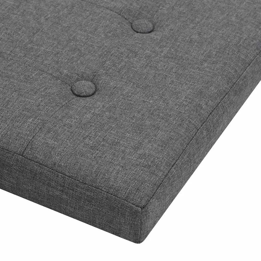 Folding Storage Stools Grey Faux Linen 2 Piece MDF Frame