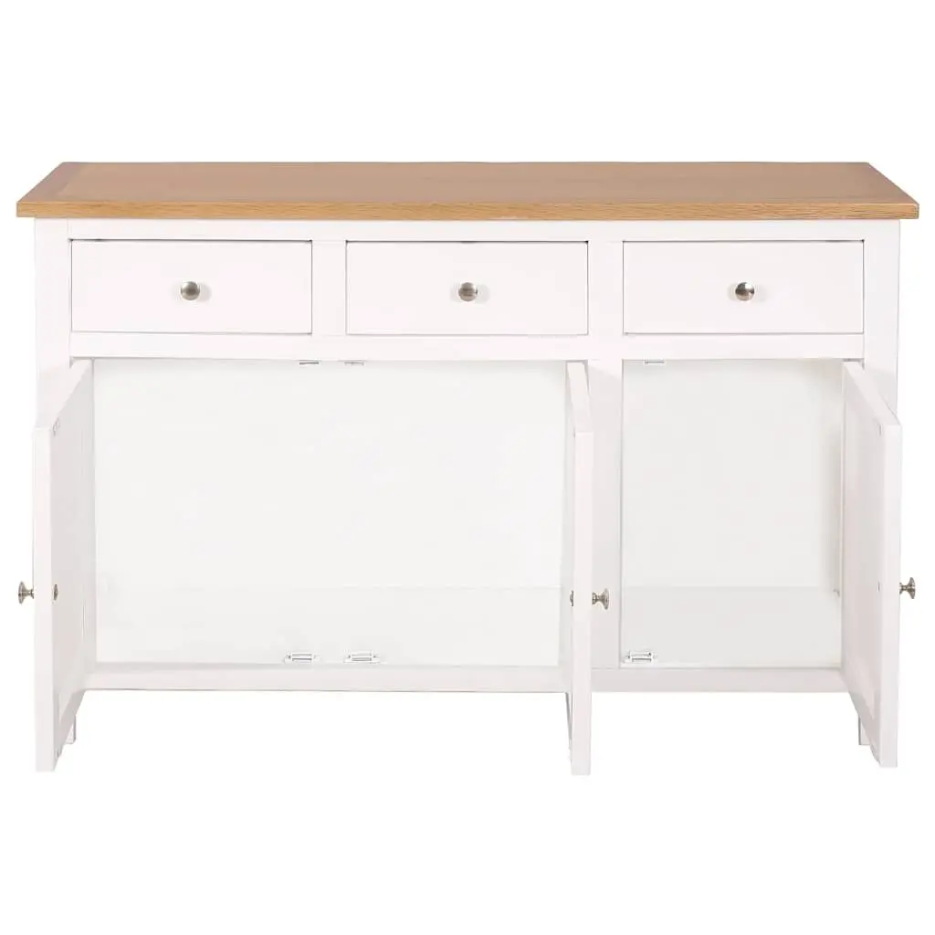 Solid Oak and Acacia Wood Storage Cabinet Rustic Sideboard 110 cm Brown 70 cm Height 33.5 cm Depth