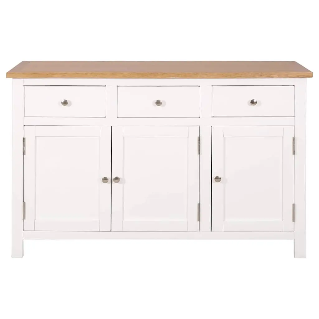 Solid Oak and Acacia Wood Storage Cabinet Rustic Sideboard 110 cm Brown 70 cm Height 33.5 cm Depth