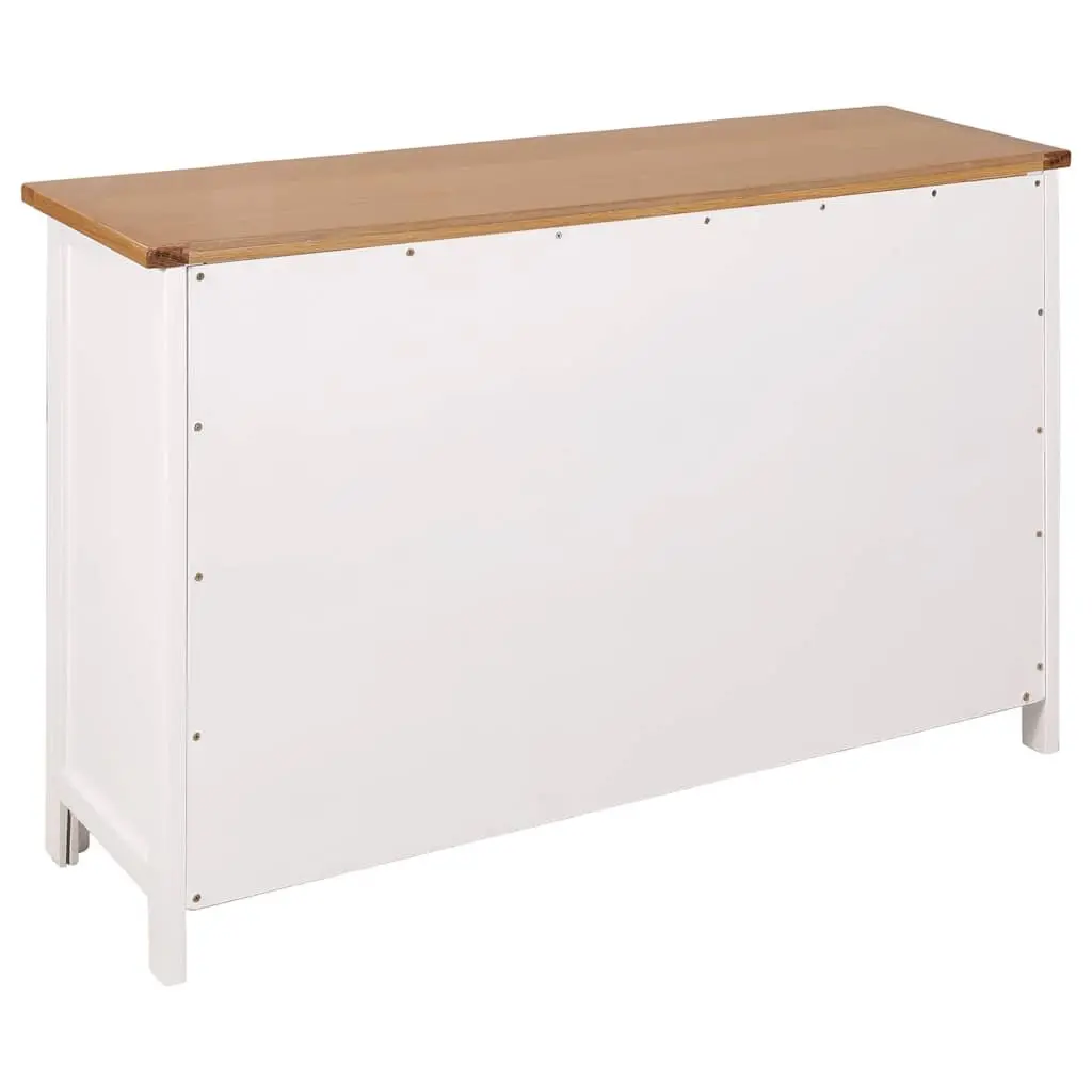 Solid Oak and Acacia Wood Storage Cabinet Rustic Sideboard 110 cm Brown 70 cm Height 33.5 cm Depth
