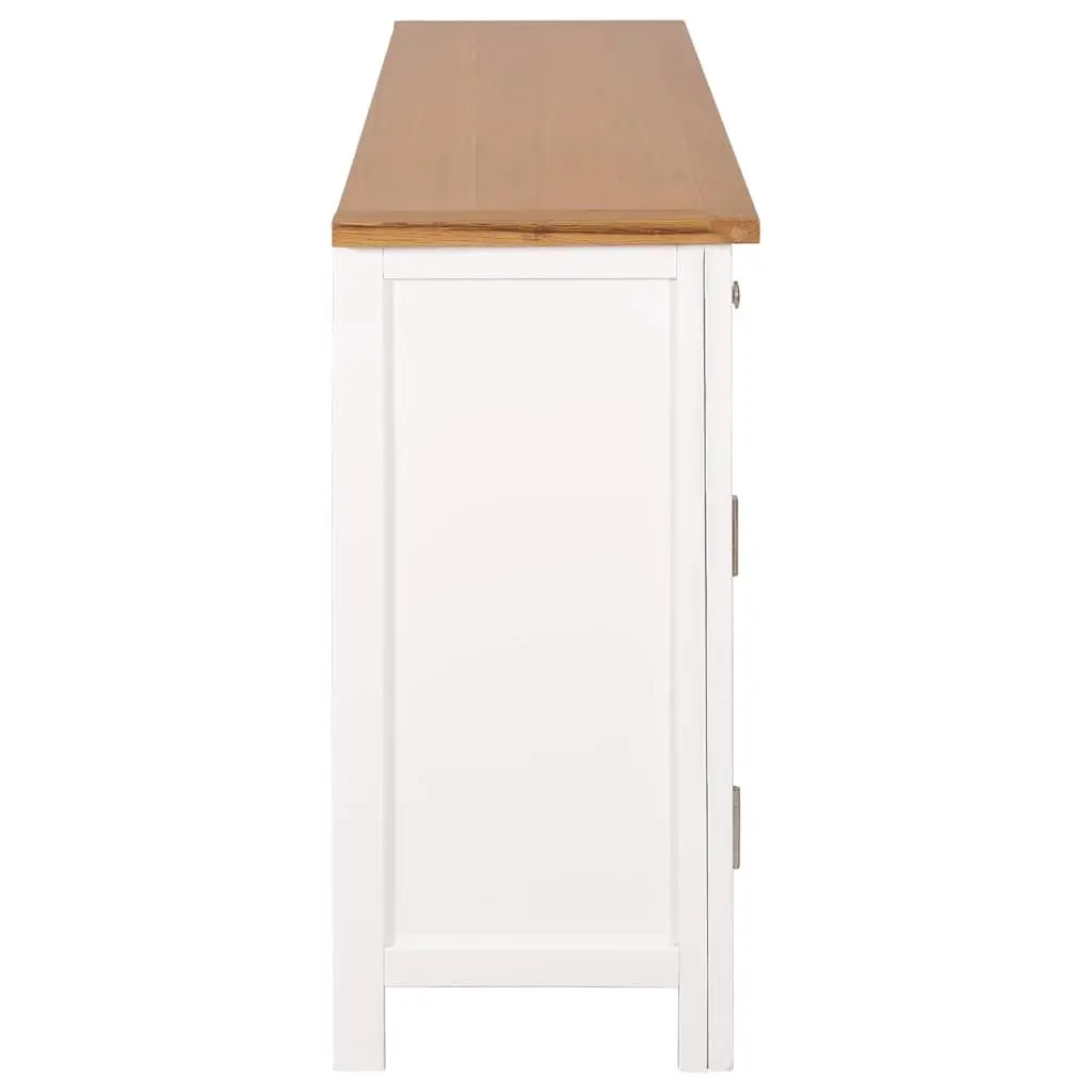Solid Oak and Acacia Wood Storage Cabinet Rustic Sideboard 110 cm Brown 70 cm Height 33.5 cm Depth