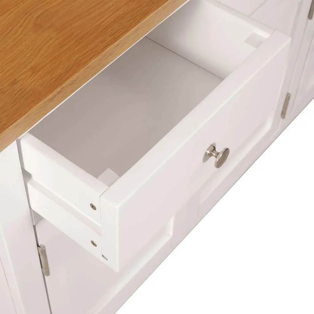 Solid Oak and Acacia Wood Storage Cabinet Rustic Sideboard 110 cm Brown 70 cm Height 33.5 cm Depth