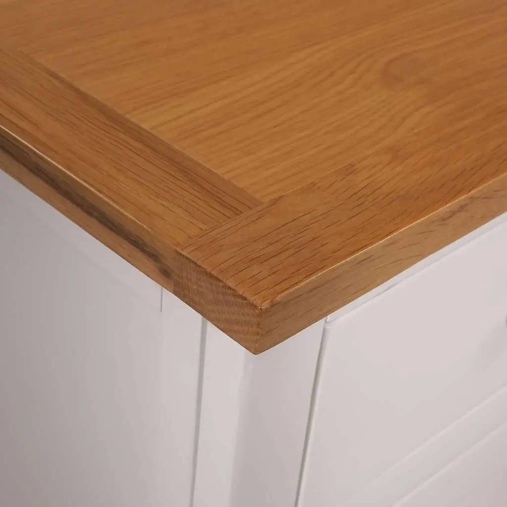 Solid Oak and Acacia Wood Storage Cabinet Rustic Sideboard 110 cm Brown 70 cm Height 33.5 cm Depth