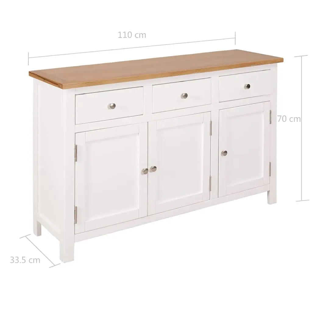 Solid Oak and Acacia Wood Storage Cabinet Rustic Sideboard 110 cm Brown 70 cm Height 33.5 cm Depth