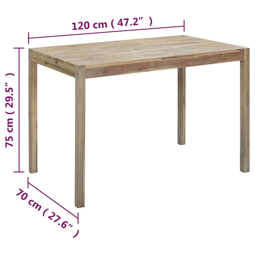Solid Acacia Wood Dining Table 120x70x75cm