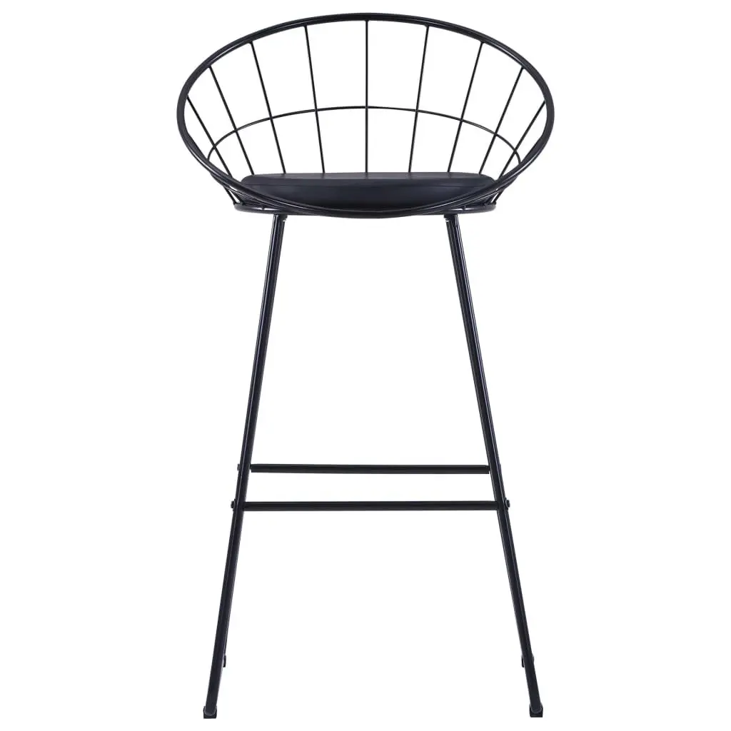 Bar Stools Black Faux Leather 2 Piece Kitchen Dining Chair Set