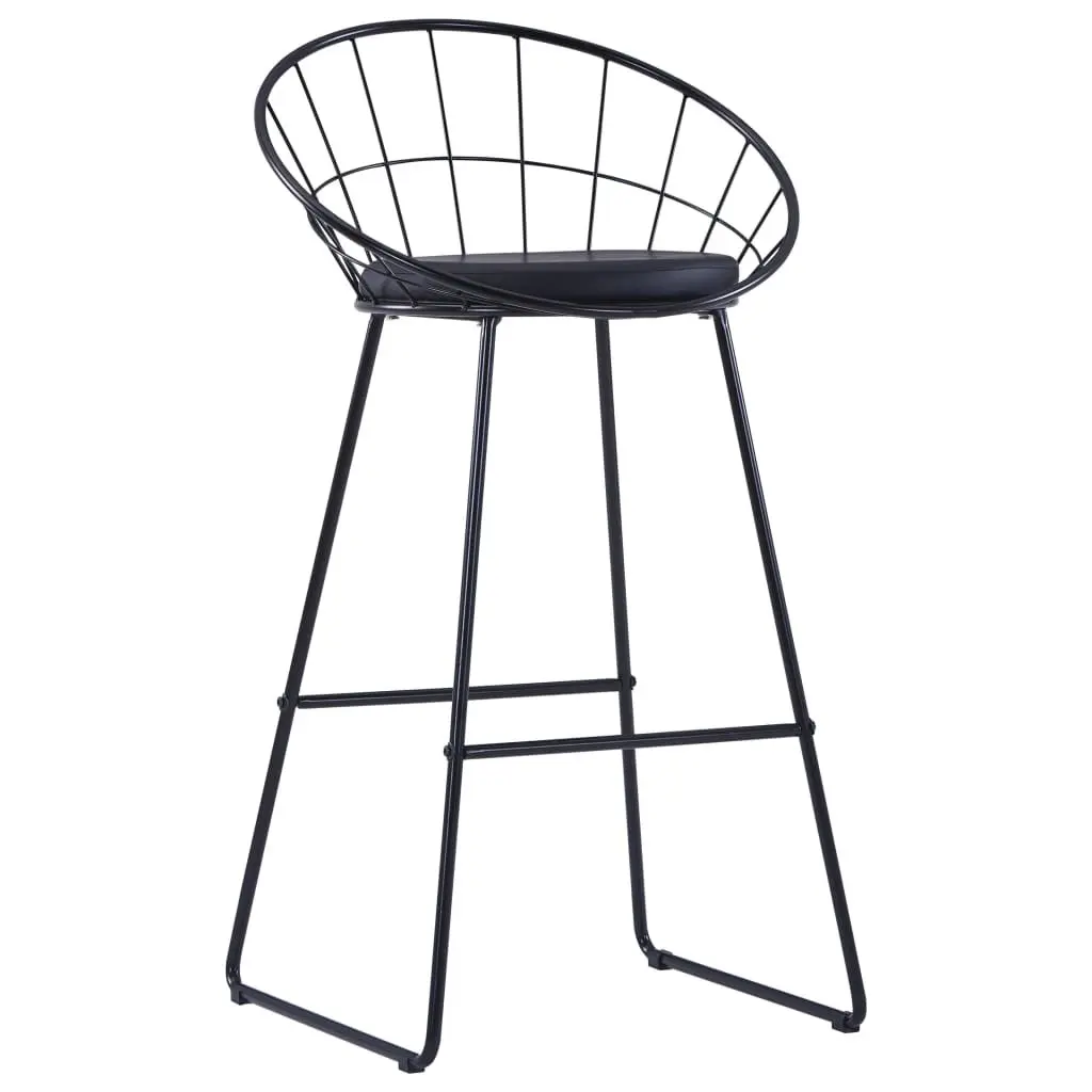 Bar Stools Black Faux Leather 2 Piece Kitchen Dining Chair Set