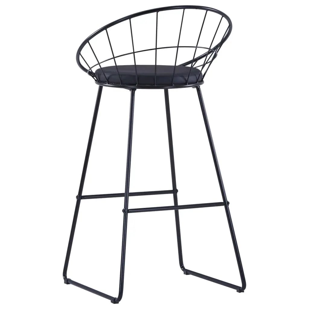 Bar Stools Black Faux Leather 2 Piece Kitchen Dining Chair Set