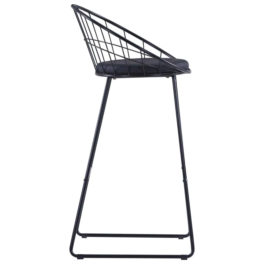 Bar Stools Black Faux Leather 2 Piece Kitchen Dining Chair Set