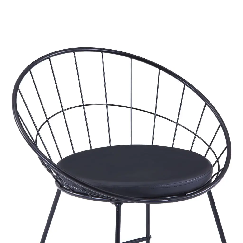 Bar Stools Black Faux Leather 2 Piece Kitchen Dining Chair Set