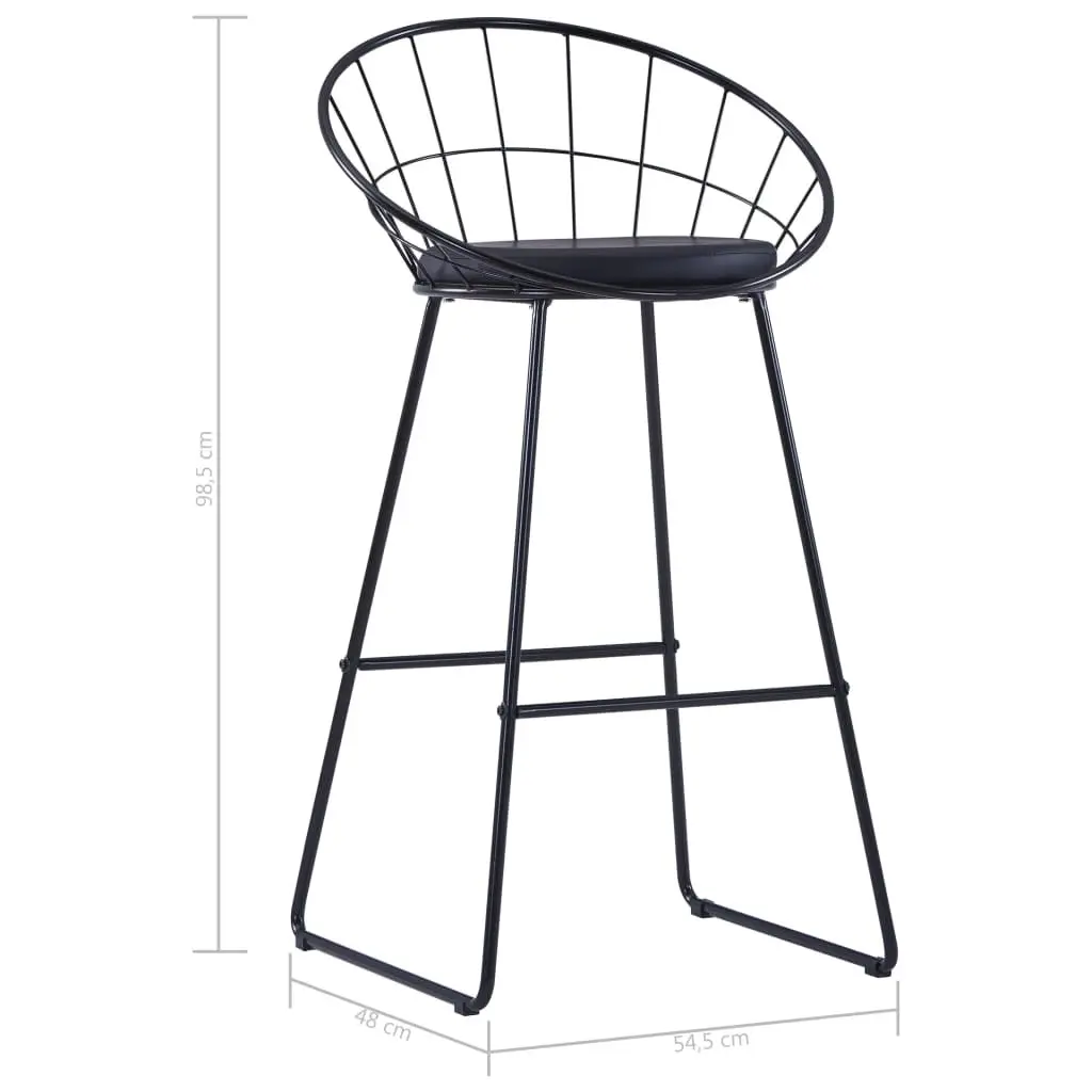 Bar Stools Black Faux Leather 2 Piece Kitchen Dining Chair Set