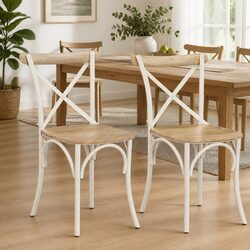 2 Piece Antique-Style Dining Chair Set in White