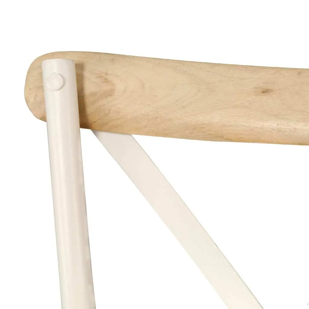 Dining Chair Set Antique Open Back 2 Piece White Solid Mango Wood