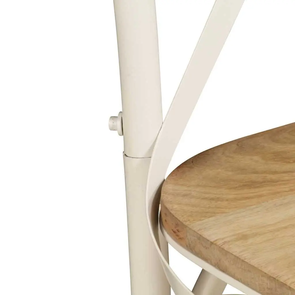 Dining Chair Set Antique Open Back 2 Piece White Solid Mango Wood