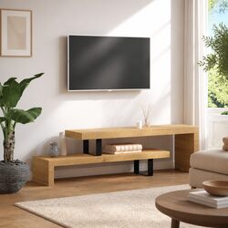 Brown Solid Mango Wood TV Stand for Living Rooms