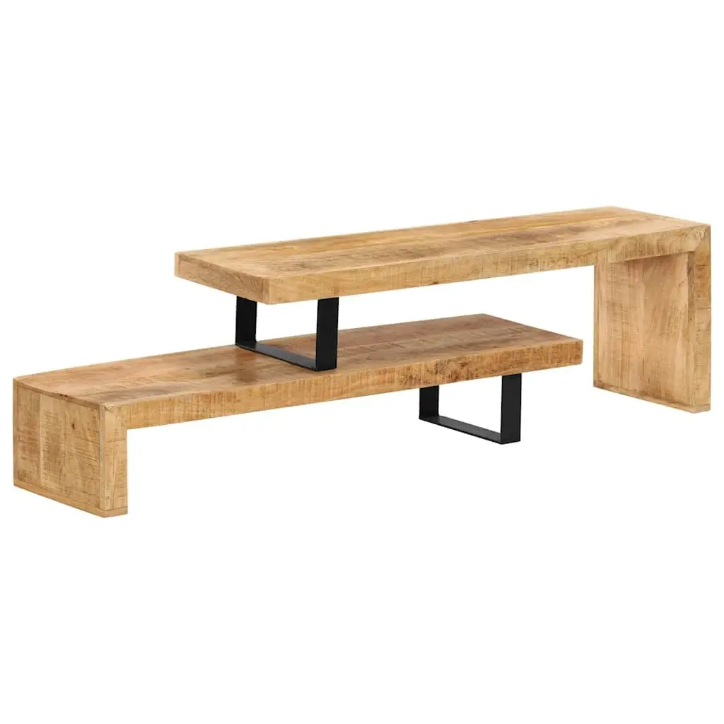 Mango Wood TV Stand Brown Living Room Media Cabinet Solid Construction