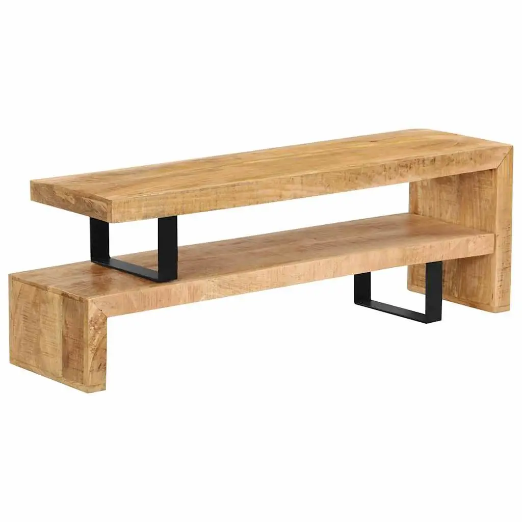 Mango Wood TV Stand Brown Living Room Media Cabinet Solid Construction