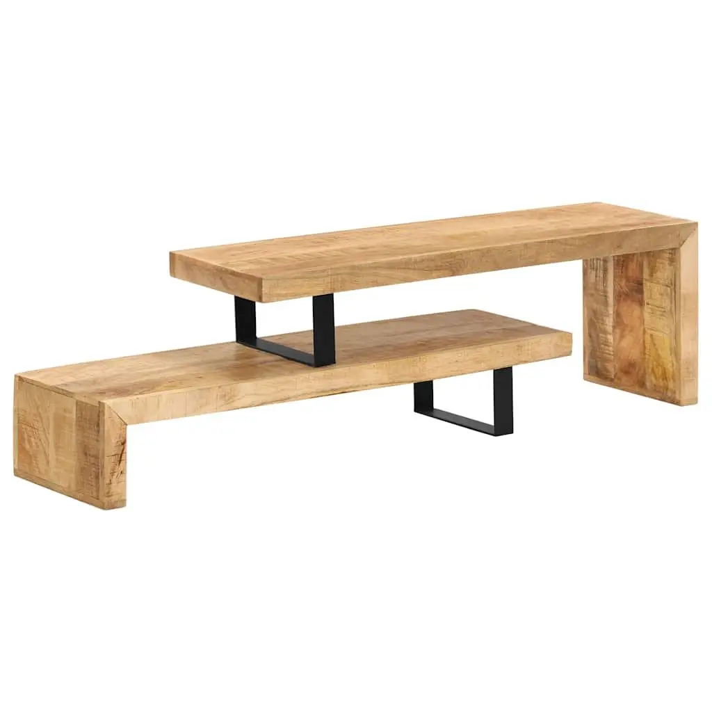 Mango Wood TV Stand Brown Living Room Media Cabinet Solid Construction